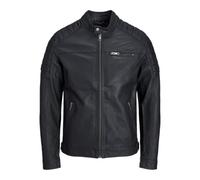 JACK & JONES Uomo Giacca in Ecopelle Blouson Bomber JJEROCKY Design Mantello Giacca Transizione, Colore:Nero-2, Dimensione Giacca:XXL