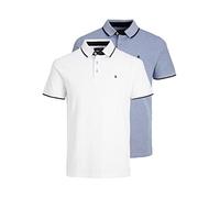 JACK & JONES Uomo JJEPAULOS Polo SS 2PK, White/1White1BrightCobalt, M