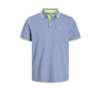 JACK & JONES Uomo Polo Aderente JJEPAULOS Tinta Unita Maglia Manica Corta Cotone piqué Taglie Forti, Colore:Blu-4, Size:XXL