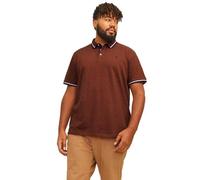 JACK & JONES Uomo Polo Aderente JJEPAULOS Tinta Unita Maglia Manica Corta Cotone piqué Taglie Forti, Colore:Marrone Medio, Size:3XL