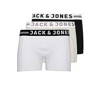 JACK & JONES Uomo Set 3 Pezzi Senso Trunks Boxer Elasticizzato Slip Intimo Maschile Slim Essentials Lingerie, Colore:Bianco-Grigio-Nero, Taglia:L