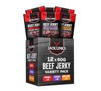 Jack Links Beef Jerky Caso Misto (12 x 60g) - Snack Proteine di Carne Secca per umani - Americani Protein Food - American Proteici Snacks - Carne Essiccata Proteico - Ideale in Palestra o All'aperto