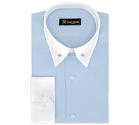 Jack Martin - Camicia Oxford con Colletto a Spilla - Camicie Formali Slim Fit per Uomo (Blu,M)