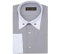 Jack Martin - Camicia Oxford con Colletto a Spilla - Camicie Formali Slim Fit per Uomo (Grigio,S)