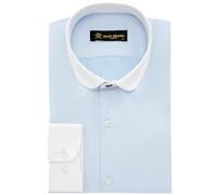 Jack Martin London Camicia con Colletto Club da Uomo | Camicie Business Slim Fit e Camicie Casual con Colletto Tondo | Camicia in Stile retrò (Spina di Pesce Blu,XXL)