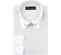 Jack Martin London Camicia da Uomo con Colletto Club con Spilla | Camicie da Uomo Eleganti da Business, Formali e Casual a Maniche Lunghe (Righe Nero, S)