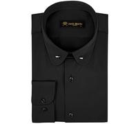 Jack Martin London Camicia da Uomo con Colletto Club con Spilla | Camicie da Uomo Eleganti da Business, Formali e Casual a Maniche Lunghe (Simplice Nero, XL)