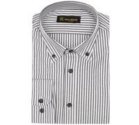 Jack Martin London Camicie Oxford a Righe da Uomo | Camicie Casual da Uomo | Camicie a Maniche Lunghe da Uomo | Colletto Abbottonato (Nero,XL)