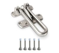 Jack N' Drill - Barra battente per porta, resistente, per porte posteriori e anteriori, a prova di bambino, realizzata in metallo pressofuso rinforzato per la sicurezza domestica (nichel satinato, 1