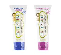 Jack N' Jill Kids Natural Toothpaste, Made With Natural Ingredients, Helps Soothe Gums & Fight Tooth Decay, Suitable From 6 Months+ - Bubblegum & Berries & Cream Flavour Bundle 2 x 50g