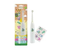 Jack N' Jill Spazzolino Elettrico Musicale Buzzy Brush per Bambini, con Testina Rotante Piccola e Manico Antiscivolo, Vibrazione e Luce LED a 3 Modalità, Adatto dai 3 Anni, Colore Verde