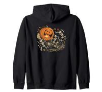 Jack O Lantern Chasing Scheletri Scena Divertente Halloween Felpa con Cappuccio