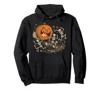 Jack O Lantern Chasing Scheletri Scena Divertente Halloween Felpa con Cappuccio