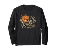 Jack O Lantern Chasing Scheletri Scena Divertente Halloween Maglia a Manica