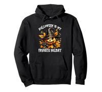 Jack O Lantern in Witch Hat Halloween Is My Favorite Holiday Felpa con Cappuccio