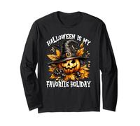 Jack O Lantern in Witch Hat Halloween Is My Favorite Holiday Maglia a Manica
