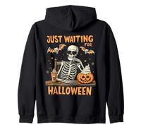 Jack O Lantern Just Waiting for Halloween Scheletro Divertente Felpa con Cappuccio