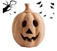 Jack O Lantern, Light-Up Flameless Jack O Lantern, Spooky Decorative Lamp, Safe LED Lighting, Weather-Resistant Design for Outdoor Indoor, Front Door, Party, Home Lawn Decor, 15.5 x 19 cm
