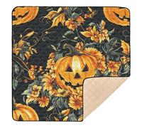 Jack - O'-Lantern - Tappetino antiscivolo per attività sportive e palestra, per interni ed esterni, lavabile, per neonati e bambini, 127 x 127 cm