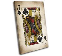 Jack of Clubs Shabby Chic Vintage SINGLE TELA parete arte foto stampa