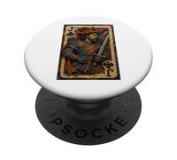 Jack of Clubs Warrior Knight Medieval Fantasy Lucky Poker PopSockets PopGrip Adesivo