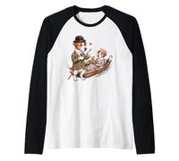 Jack-Russel-Terrier Cani Coppia appuntamento Innamorato in Barca Inghilterra Maglia con Maniche Raglan
