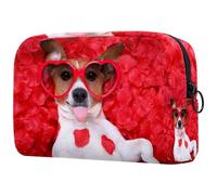 Jack Russel - Trousse per cosmetici da donna, con petali di rose, grande, per articoli da toeletta da viaggio, con cerniera, Multi, 18.5x7.5x13cm/7.3x3x5.1in, Beauty case