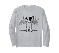Jack Russell NY cane New York Line Art, design skyline di New York Maglia a Manica