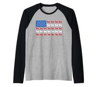 Jack Russell Terrier Bandiera Americana Patriottica 4 luglio Cane Maglia con Maniche Raglan