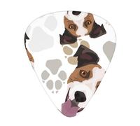 Jack Russell Terrier Cane e zampe,12 pezzi di plettri per chitarra, 3 plettri di diverso spessore per chitarra acustica, basso, ukulele