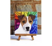 Jack Russell Terrier Ceramica Sottobicchiere Piastrella Marrone/Bianco