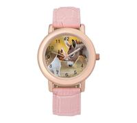 Jack Russell Terrier Dog and Donkey Orologio da polso da donna personalizzato alla moda con cinturino morbido regalo per compleanni San Valentino