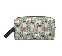 Jack Russell Terrier Floral, organizer per cosmetici di grande capacità, borsa da viaggio per il trucco da donna