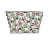 Jack Russell Terrier floreale, Borsa da toilette Borsa per trucco Borsa per cosmetici Borsa da toilette da viaggio portatile