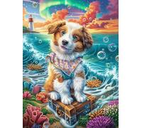 Jack Russell Terrier in A Tropical Setting Puzzle 300 Pezzi Per Principianti Assoluti Wildlife Pet Cartone Rigido Difficoltà Bassa Per Imparare Con Guida Passo Passo Qualità Garantita Con Poster 300