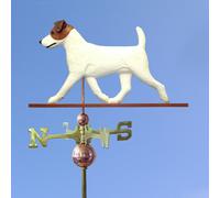 Jack Russell Terrier Intagliato a Mano Dipinto Basswood Cane Banderuola Marrone