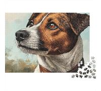 Jack Russell terrier Puzzle 1000 pezzi difficile per adulti Adorabile primo piano del cane Jack Russell Premium robusto alta qualità vibrante antistress gioco 70x50cm/1000pz