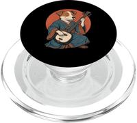 Jack Russell Terrier Samurai Giocare Shamisen Retro Vintage PopSockets PopGrip per MagSafe