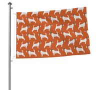 Jack Russell Terriers Arancione Carino Cane Jack Russell bandiere 3ft x 2ft con occhielli, pali per bandiere da giardino personalizzati