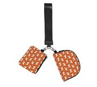 Jack Russell Terriers Cane carino arancione Jack Russells,Borsa da polso per sport all'aria aperta, portamonete portatile, portafoglio da polso con portachiavi staccabile