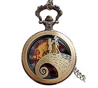 Jack Skellington Sally Tim Burton's Nightmare Before Christmas, orologio da tasca vintage in bronzo con ciondolo a catena, orologio da donna o uomo, regalo, Vintage