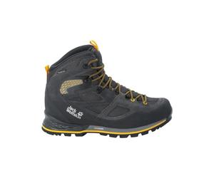 Jack Wolfskin Force Crest Texapore Mid M - Scarpa da Passeggio da Uomo, Black Burly Yellow Xt., 40.5 EU