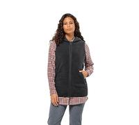 Jack Wolfskin Gilet Lungo ad Alta curvatura Pile, Nero, S Donna