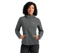 Jack Wolfskin Windhain-Felpa con Cappuccio Giacca Softshell, Ardesia/Verde, L Donna