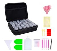 JACKANNA Set di valigie per pittura con diamanti fai da te, 60 pezzi, contenitore portatile per quadri con bottiglie di chiusura a vite e borsa degli attrezzi (nero (30 celle))