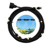Jackanna Sistema di raffreddamento a spruzzo, sistema di irrigazione per terrazze, tubo spray + ugello nebulizzatore + set adattatore in ottone, sistema di irrigazione per esterni (10 metri)