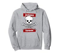 Jackass Forever Red Skull And Crutches Warning Logo Felpa con Cappuccio