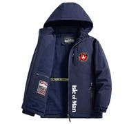 Jacket con Cappuccio Is.le of M.a.n T.T, Giacca Spessi Outwear Foderato Invernale, Sweatshirt Semplice Moda, per Unisex e Adulto, Antivento(DarkBlue,S)