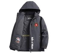 Jacket con Cappuccio Is.le of M.a.n T.T, Giacca Spessi Outwear Foderato Invernale, Sweatshirt Semplice Moda, per Unisex e Adulto, Puffer(Grey,S)