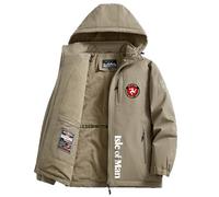 Jacket con Cappuccio Is.le of M.a.n T.T, Giacca Spessi Outwear Foderato Invernale, Sweatshirt Semplice Moda, per Unisex e Adulto, Puffer(Khaki,S)